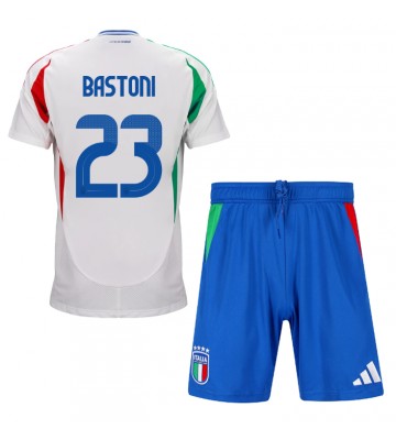 Italia Alessandro Bastoni #23 Segunda Equipación Niños Eurocopa 2024 Manga Corta (+ Pantalones cortos)